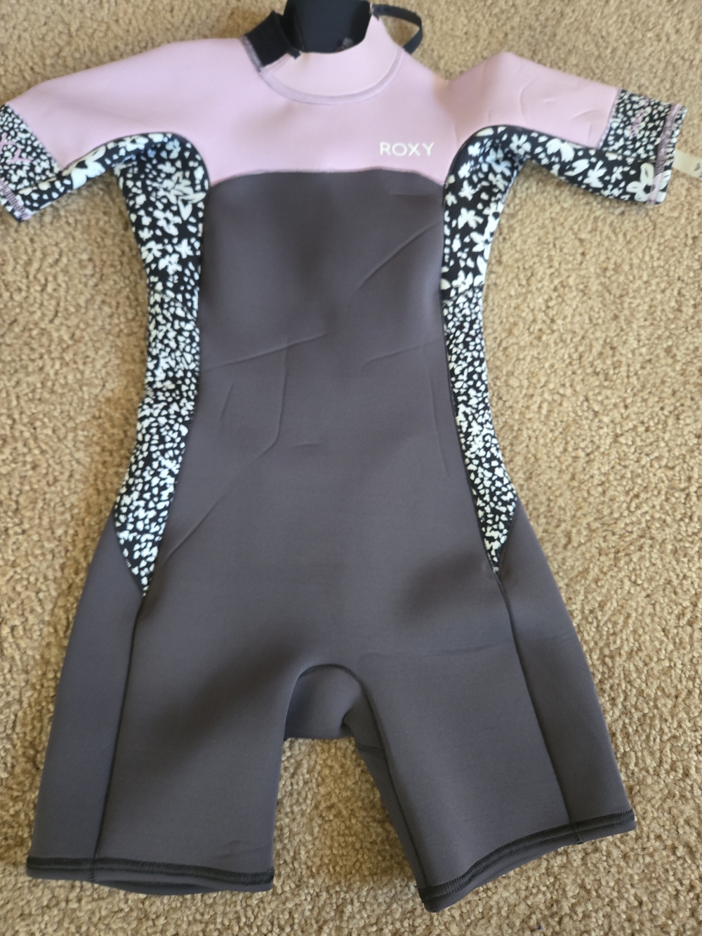 Roxy Short-Sleeve Neoprene Wetsuit - Pink & Charcoal